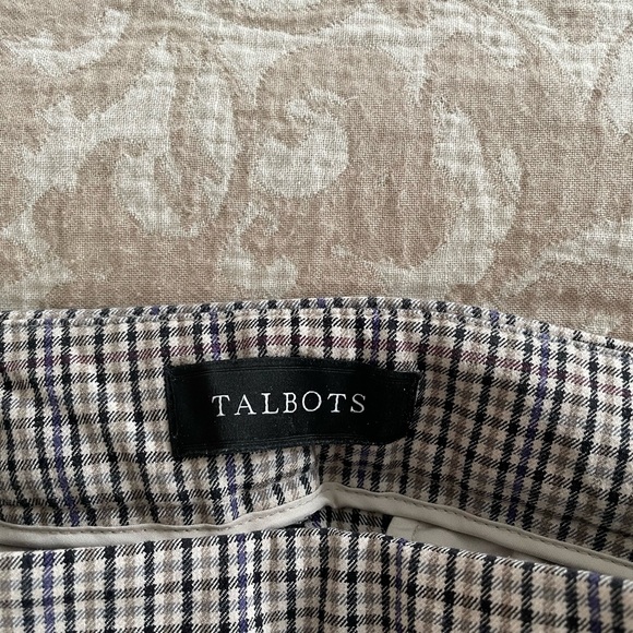 Talbots Women’s Black, Light Taupe, Indigo, White Checkered Casual Pants - Picture 2 of 8